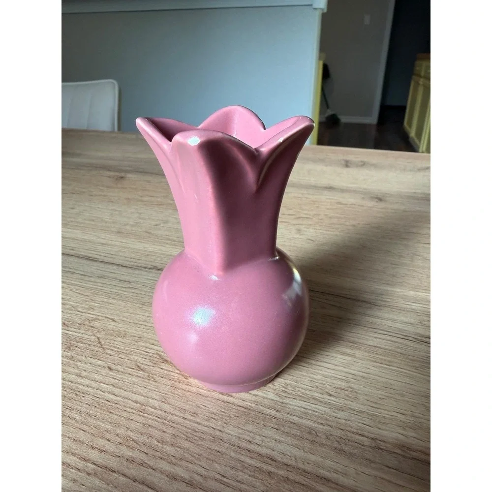 Vintage Pink Mushroom Jar Glass Basket Tulip Vase Crystal Decor Lot 4pc Whimsy